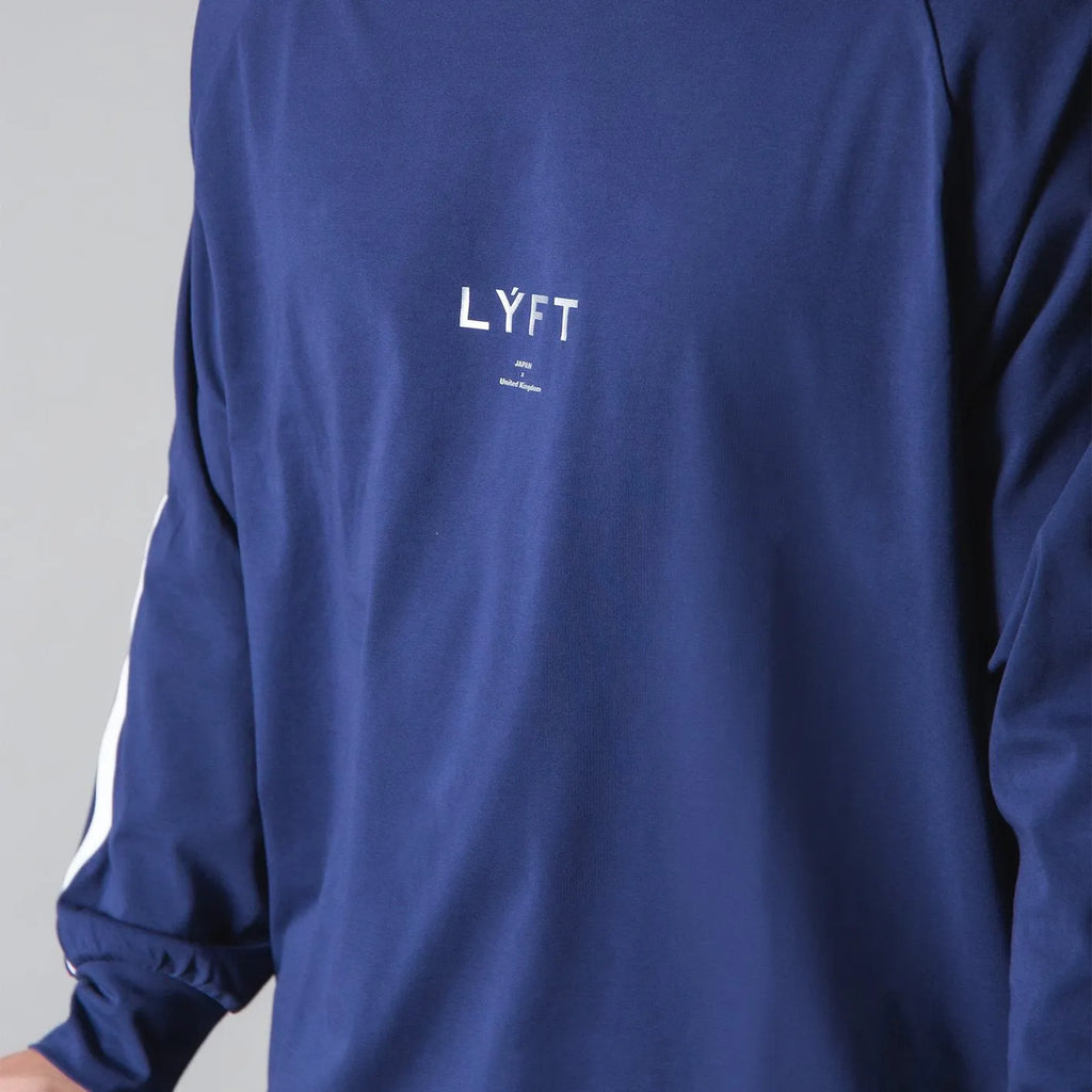 Mens stretch long sleeve cotton sports bottoming shirt in black round neck design