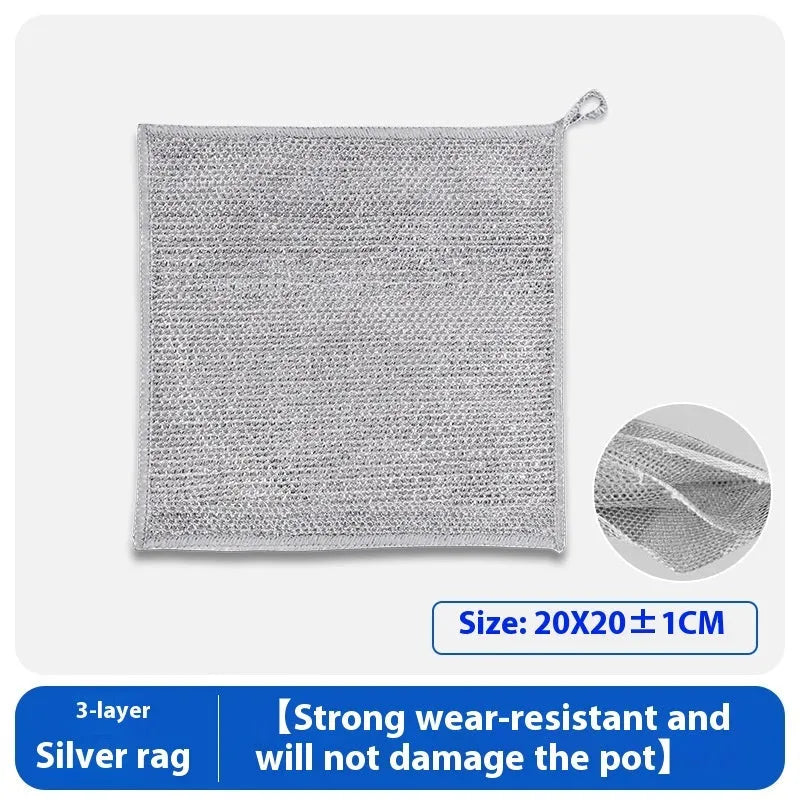 Silver wire microfibre kitchen cleaning cloth for pots and bowls in 20cm or 25cm sizes