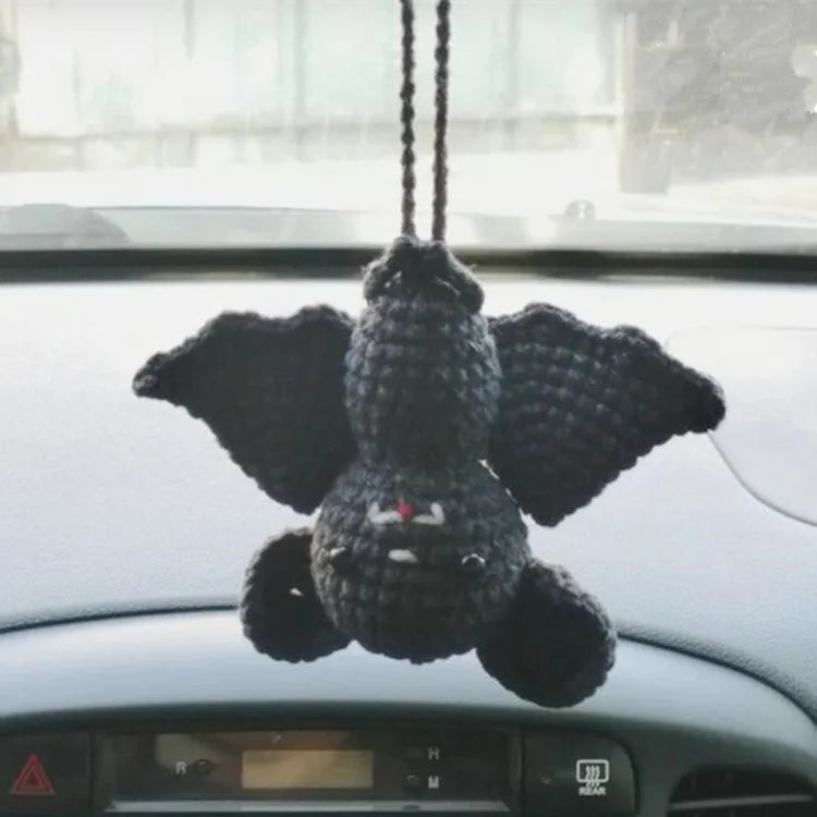 Hand-woven polyester car hanging ornament in cartoon character design