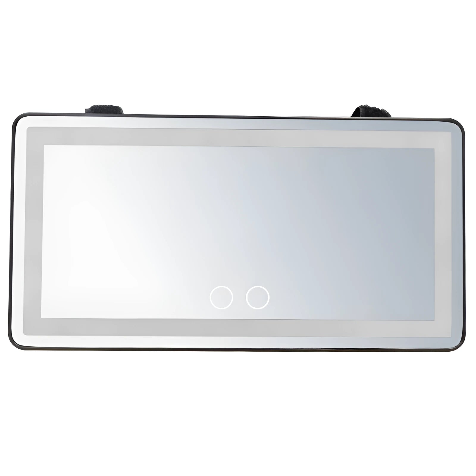 Car LED makeup mirror with three-color light, ABS frame, silver mirror, white finish