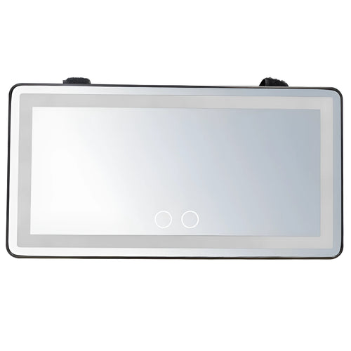 Car LED makeup mirror with three-color light, ABS frame, silver mirror, white finish