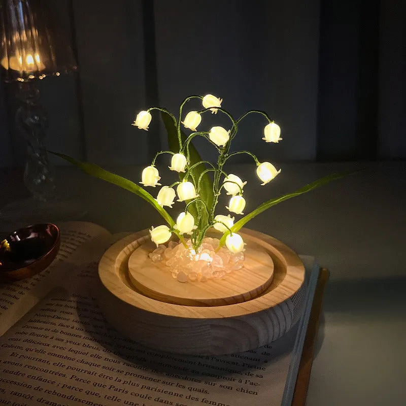 Lily small night lamp decoration handicraft DIY material kit green flower shape European style battery powered