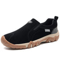 Men's suede outdoor sports casual shoes, low-top, round toe, rubber sole, breathable mesh lining, available in black, gray, dark blue, khaki