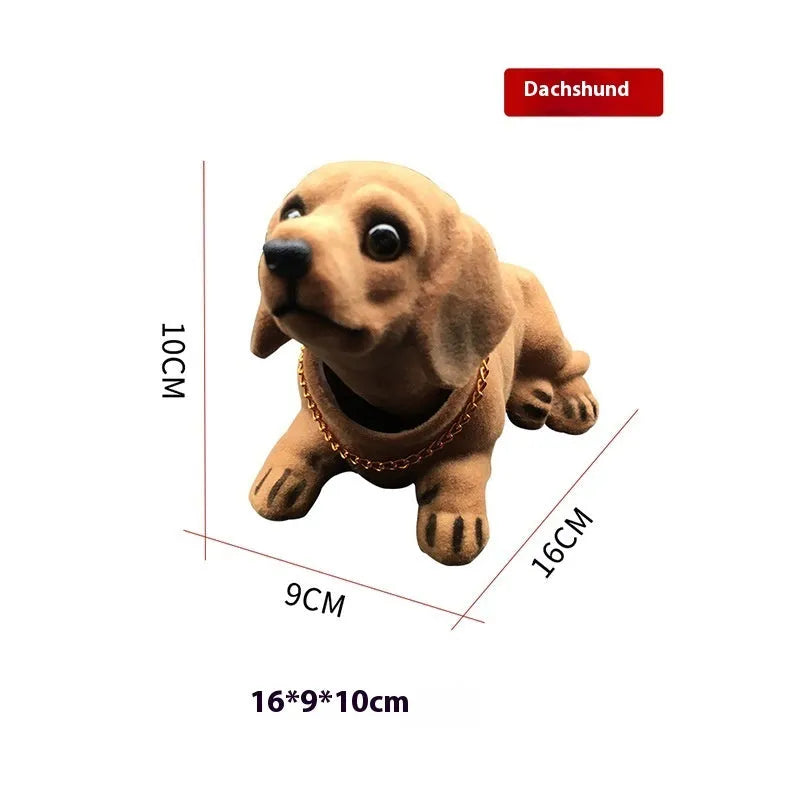Resin head-shaking dog car decoration in Labrador colour, modern style, on a car dashboard