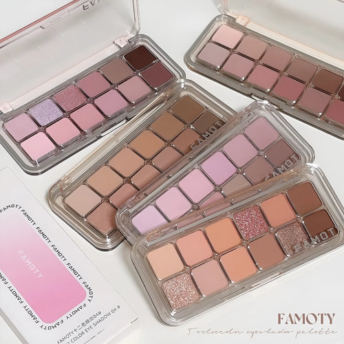 12-colour eyeshadow palette with earth tones, shimmer and matte finishes, 12g net content