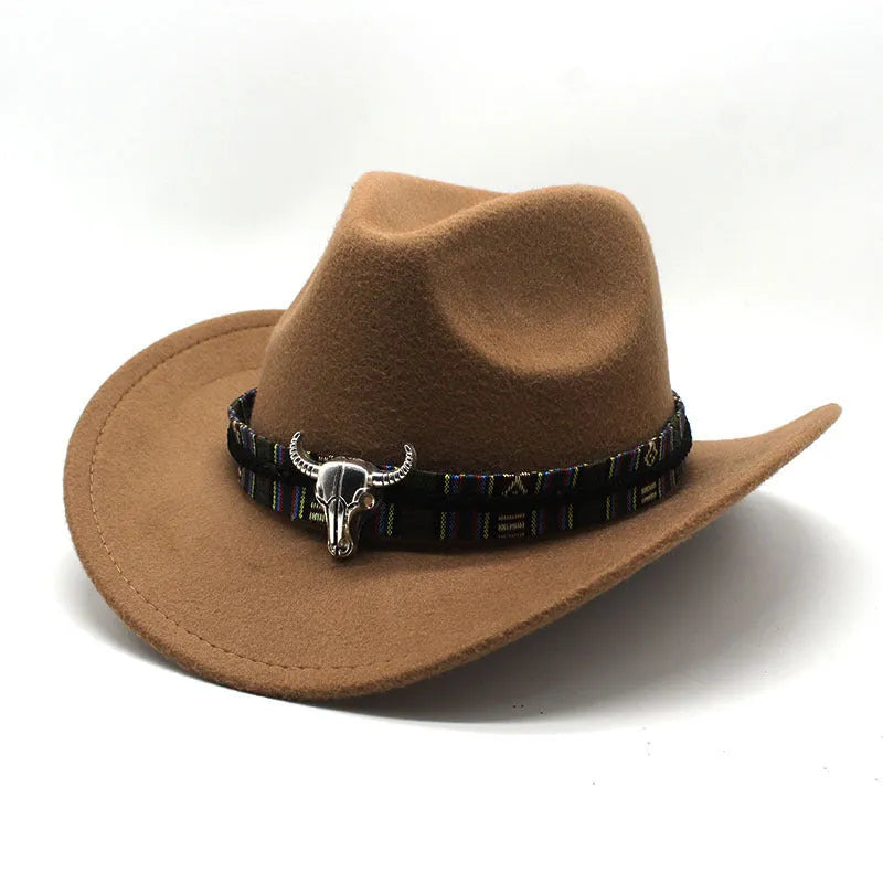 Western cowboy hat with bell crown in polyester fabric, shown in multiple colour options