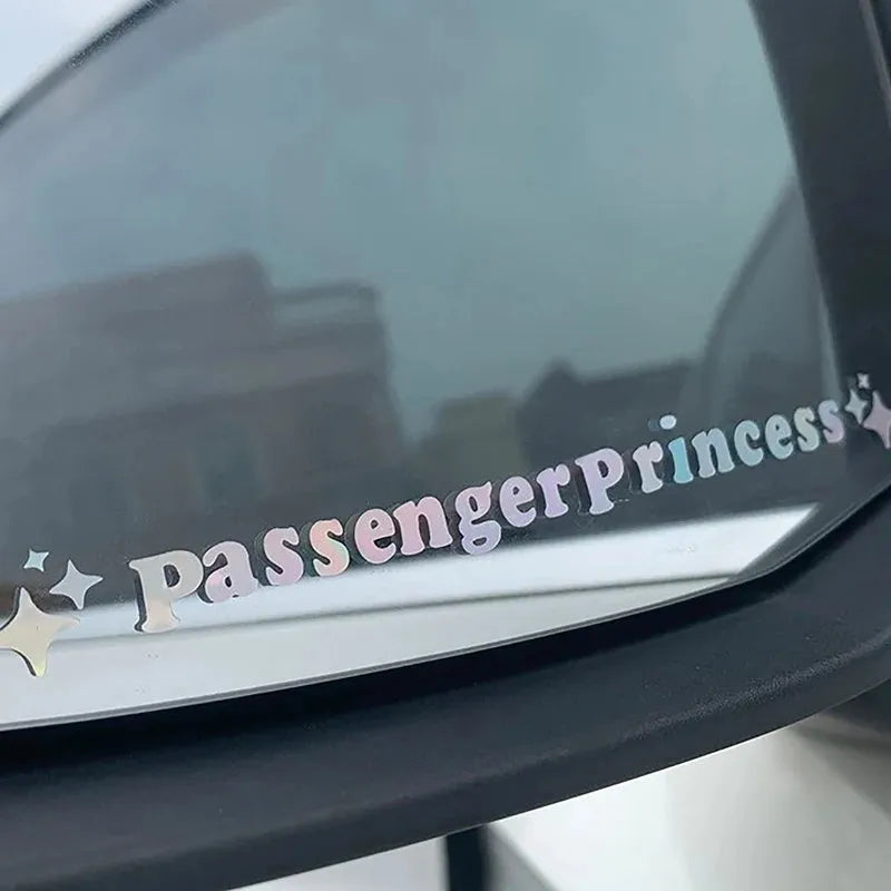 Passenger Princess text on a 12.5cm reflective vinyl car decoration sticker