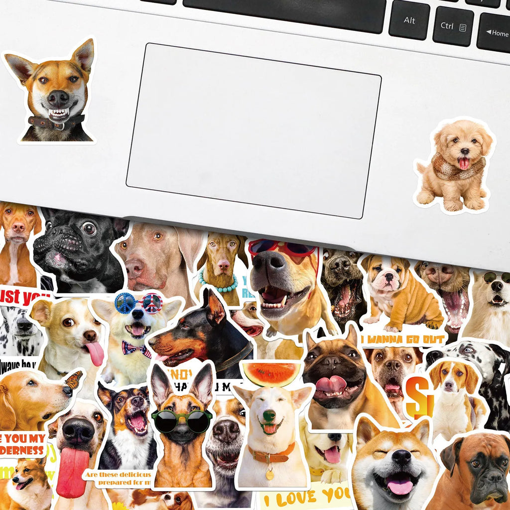 Realistic dog facial expression sticker sheets in Nordic style designs for planners and journals