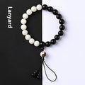 Handmade retro bracelet with eight-diagram pattern on 11mm White Corypha Umbraculifera and Blackwood Bodhi beads