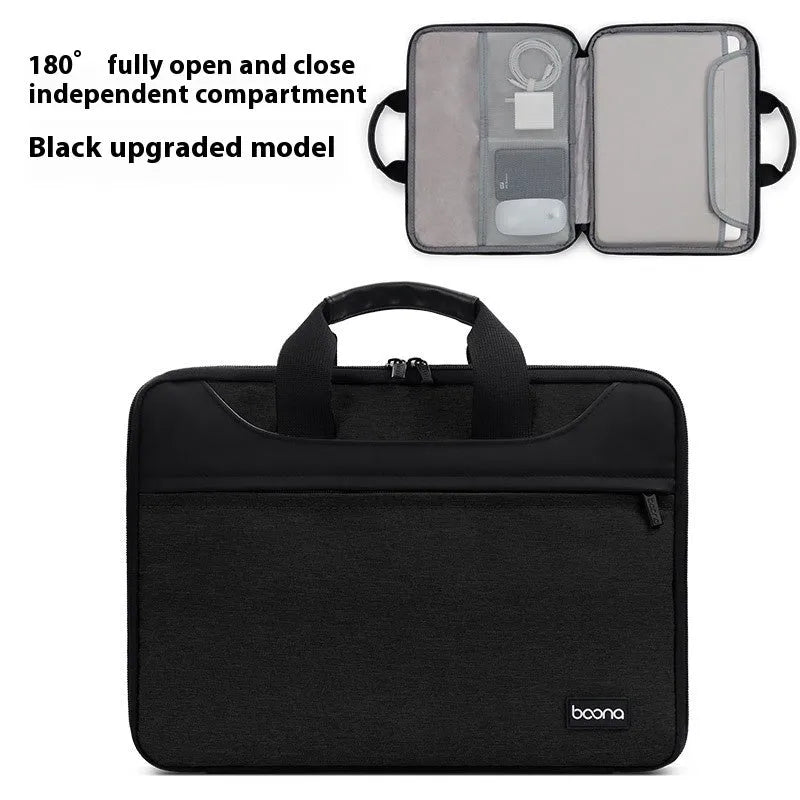 Encapsulate full open and close Oxford cloth laptop bag for men and women business travel, black, fits 15 inch laptop