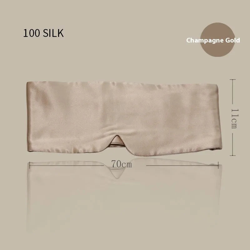 Mulberry silk sleep eye mask shown in multiple colours: black, gold, blue, grey, white, pink, and green.