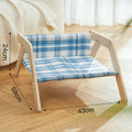 Wooden frame cat hammock bed with blue cloth elevated cat sleeping spot