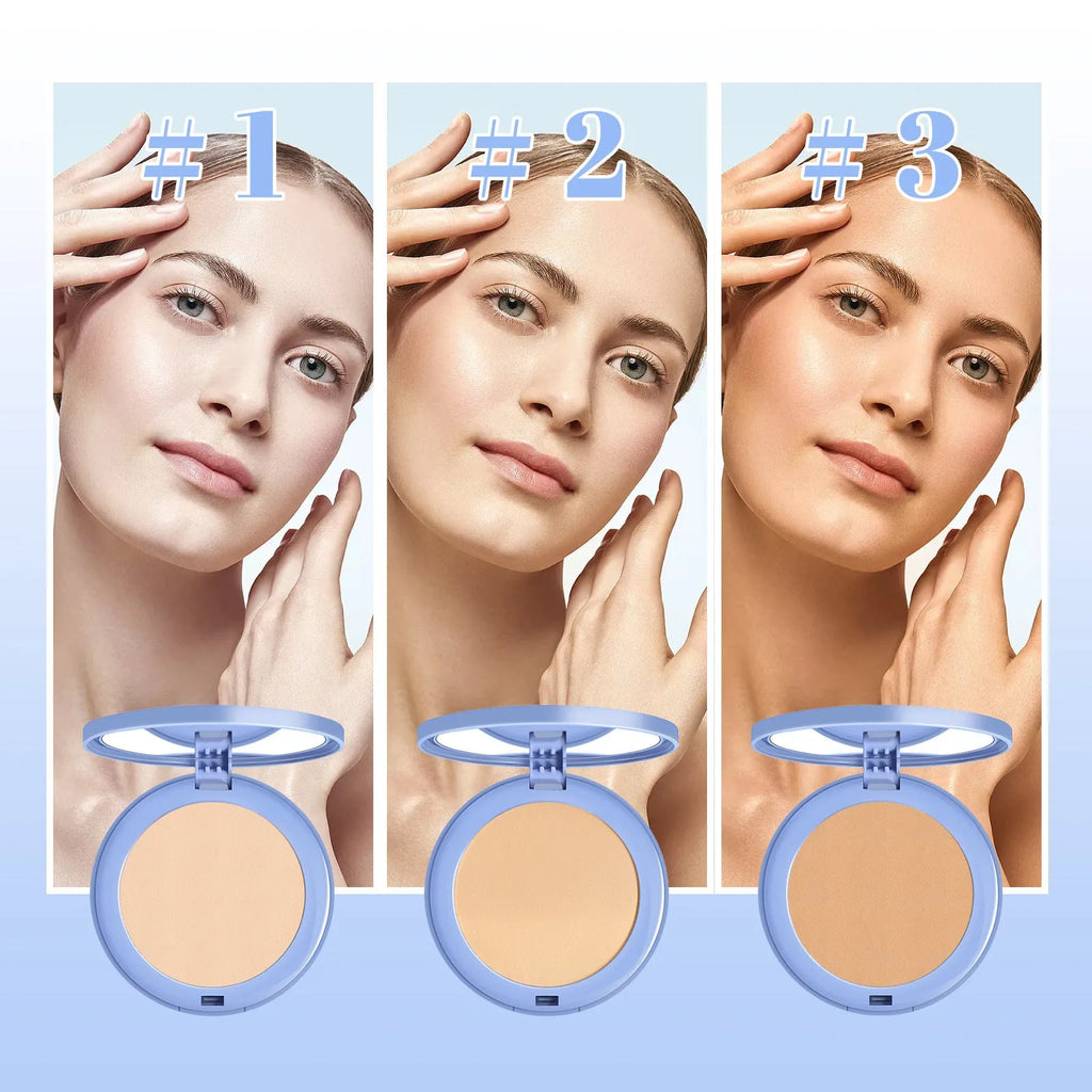 8g natural finishing powder in compact packaging with three shade options for makeup setting