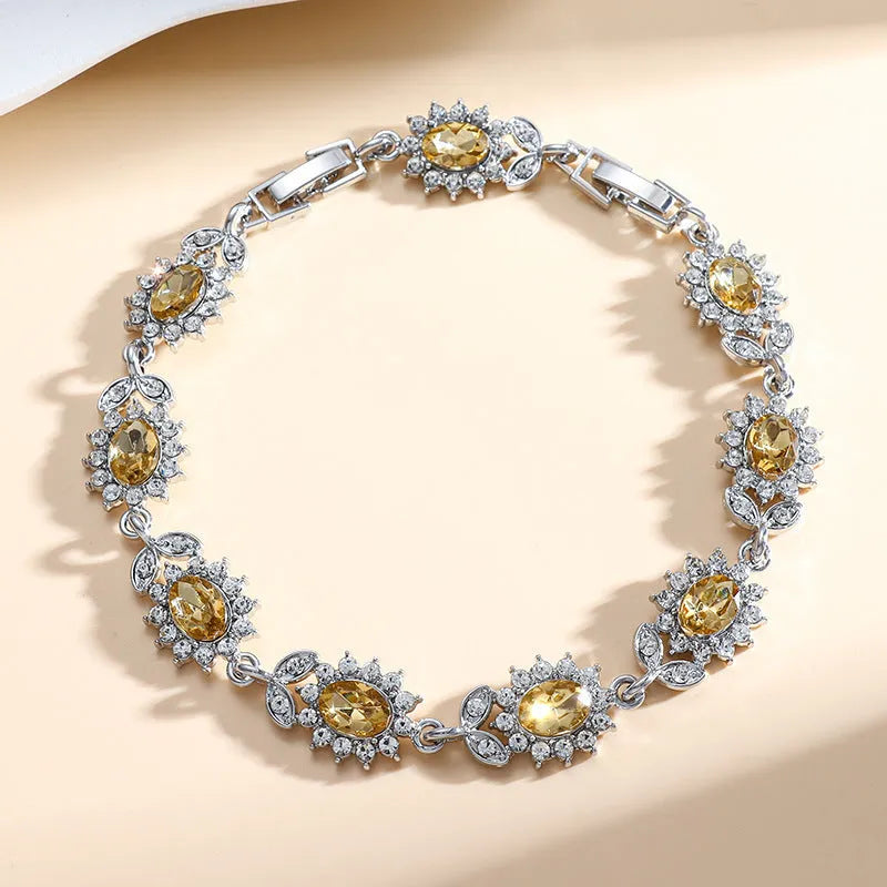 Women's simple zircon inlaid bracelet in environmentally friendly alloy with electroplating finish