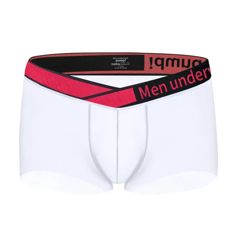 Men's low waist seamless underwear in black with a red gradient laser design pattern