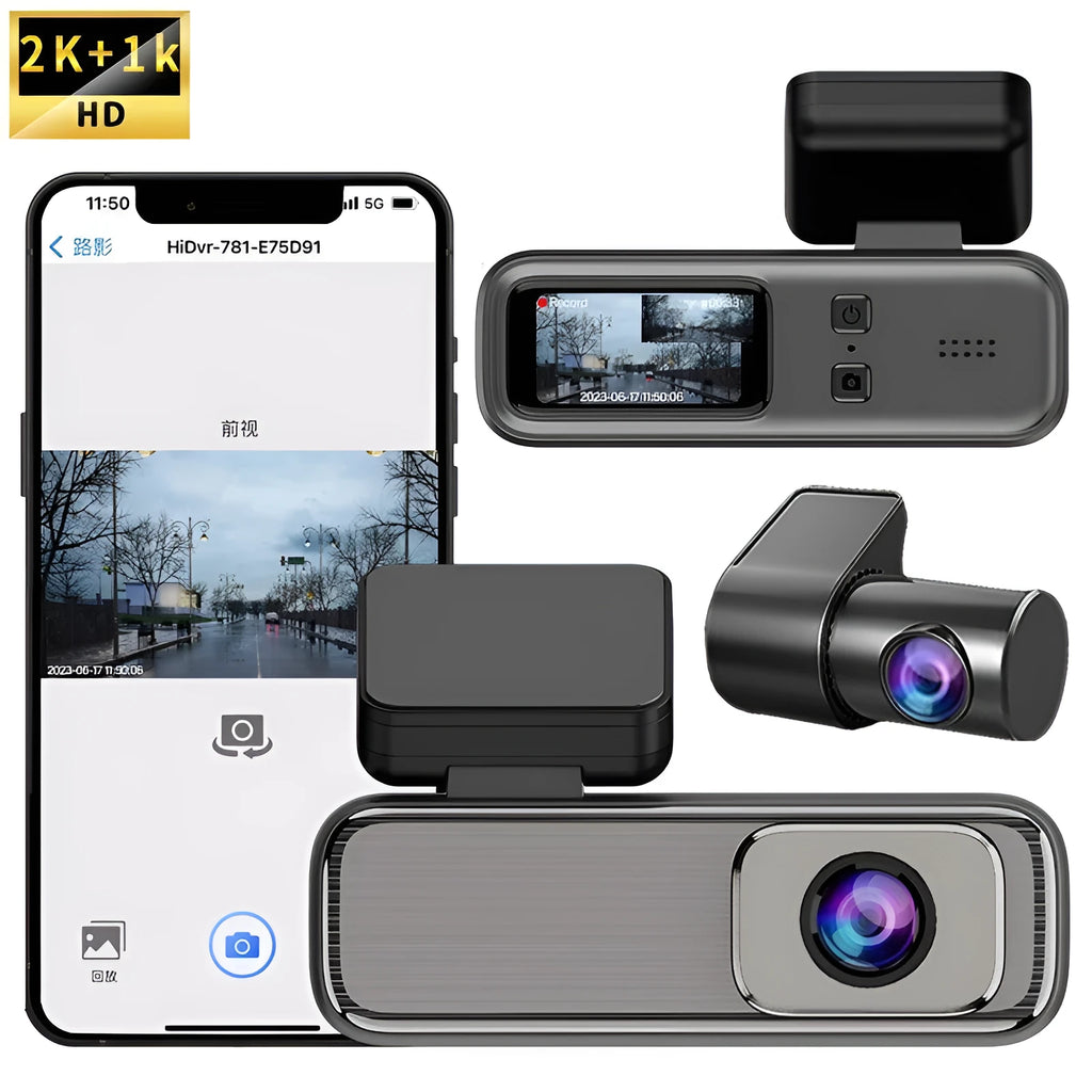 HD 2K 1K wireless WiFi driving recorder dash cam with 1.2-inch screen and push-button controls