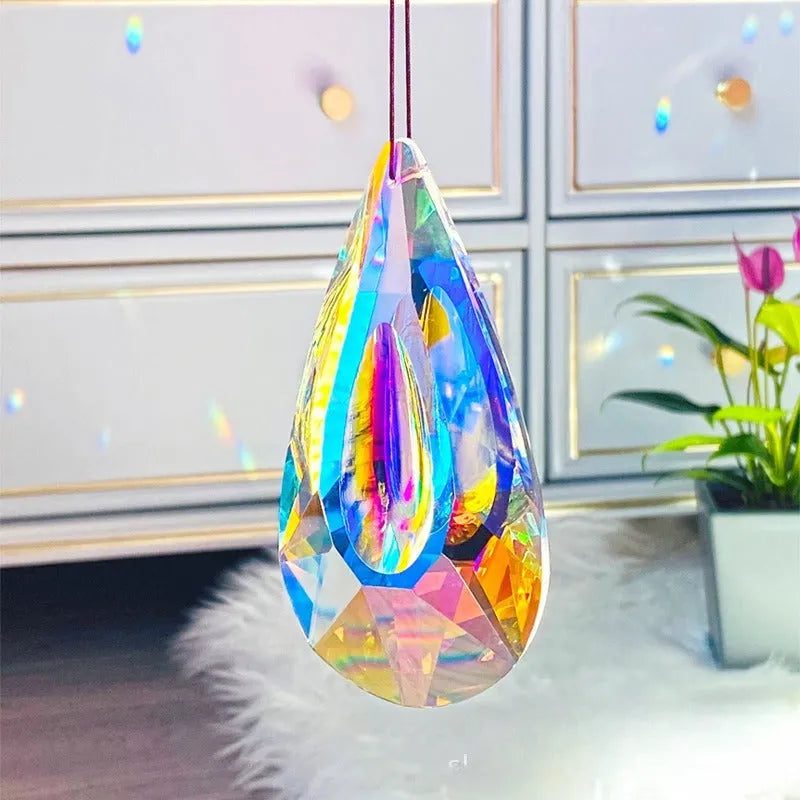 Rainbow crystal Christmas tree garden decoration with electroplated colour finish catching light