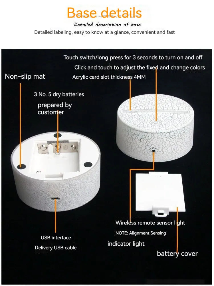 Heart-shaped acrylic table lamp with warm LED light and touch control