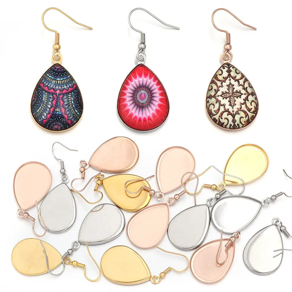 DIY jewellery earring accessory in stainless steel with electroplated finish and Huizhou style pattern