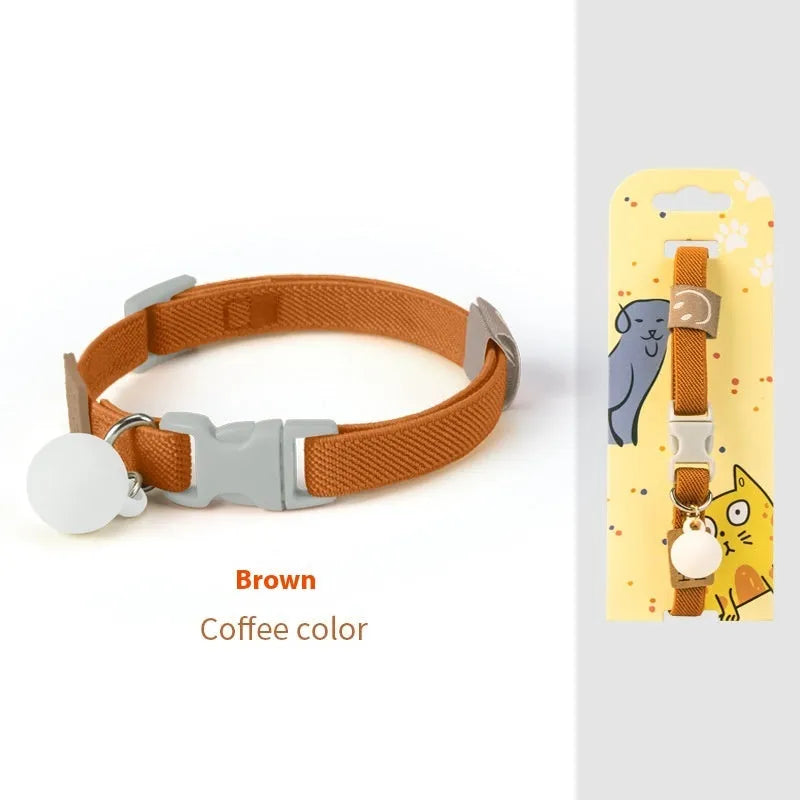A small dog collar made from high elasticity polyester in an adjustable size, shown in one of seven available colours.