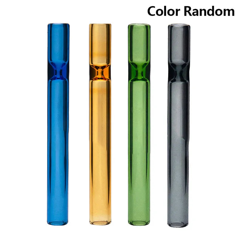 Clear telescopic glass smoke pipe with suction nozzle in colour mixing or pink finish
