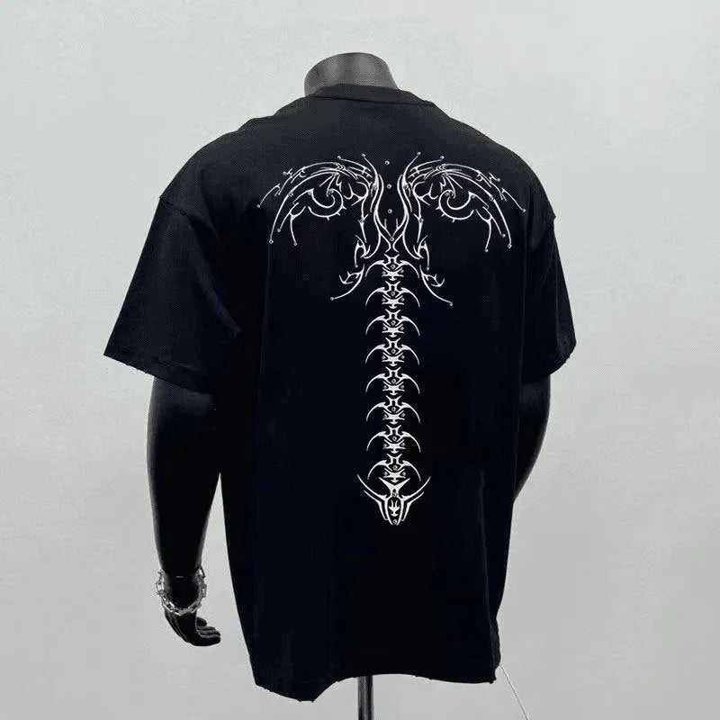 Men's loose fit pure cotton short sleeve T-shirt in black or white with printed design