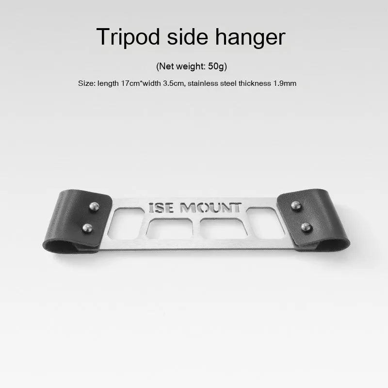 Folded and unfolded aluminium camping drying rack with hooks and side hanger.