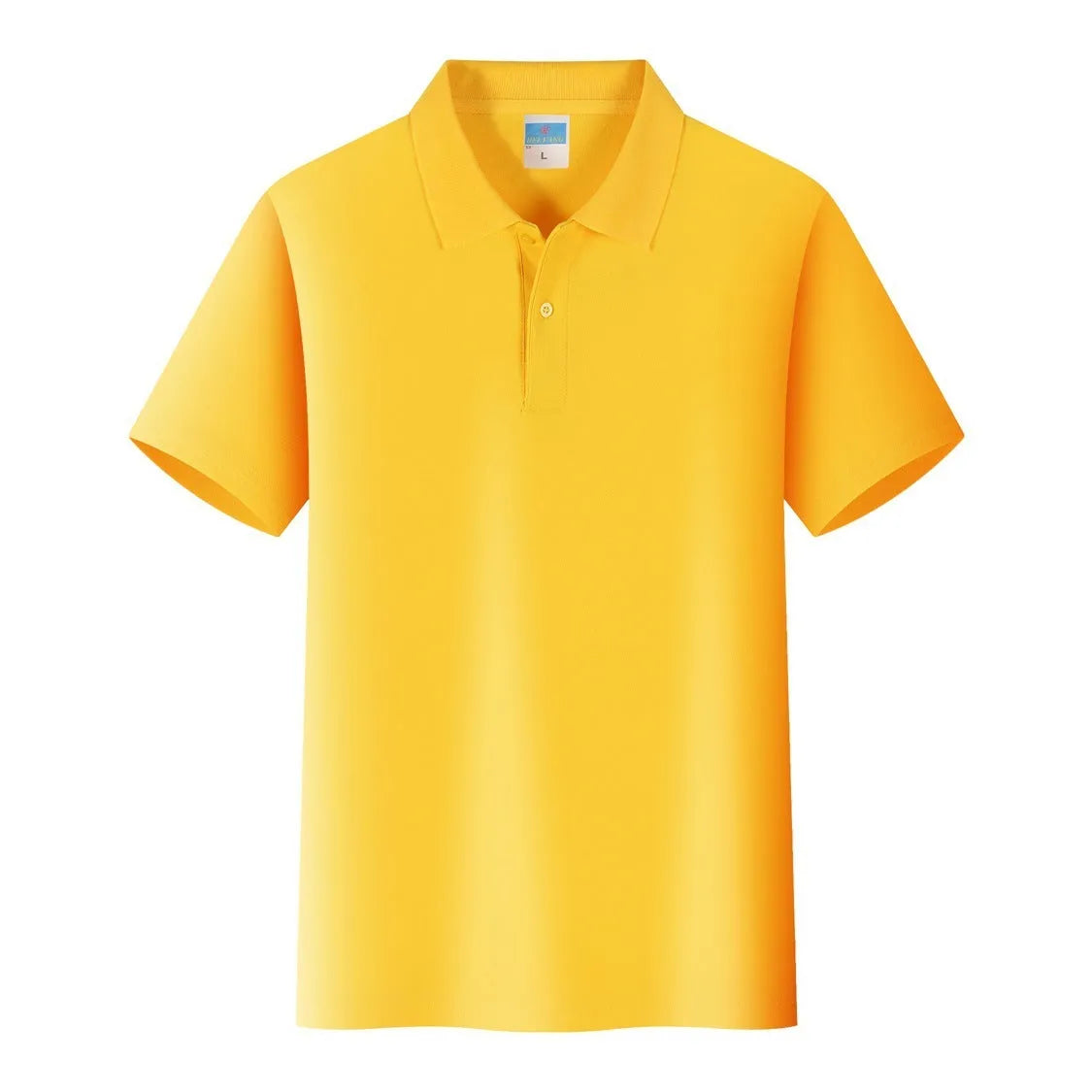 Short-sleeved straight-cut cotton pullover work shirt on a hanger, shown in a solid colour for embroidery.