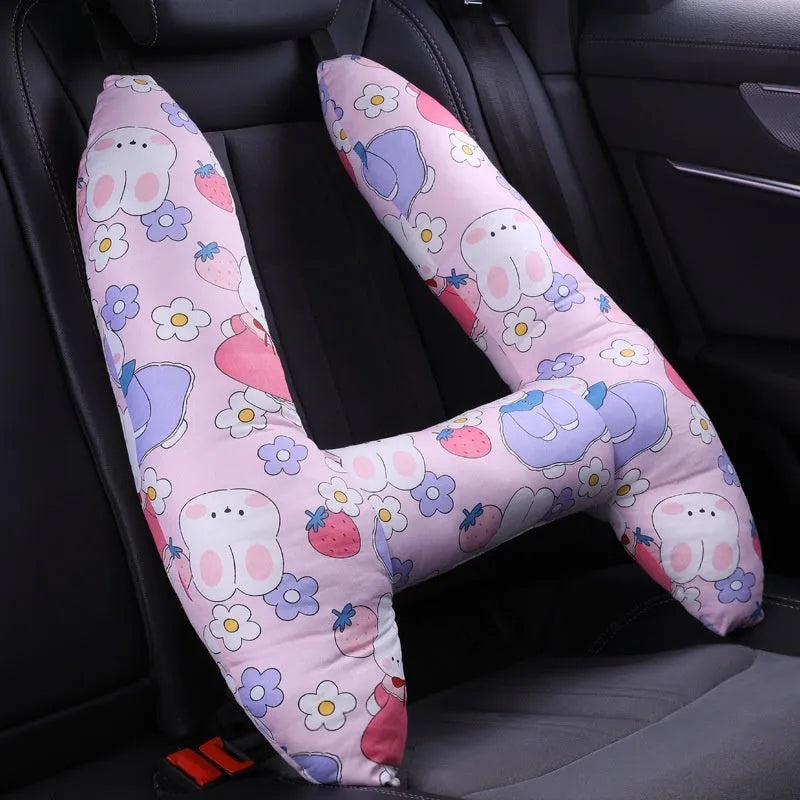 55x70cm automotive headrest pillow with colourful print pattern and pearl cotton filling for car passenger comfort