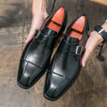 Men's British retro style buckle casual shoes with tall crown upper in microfiber material