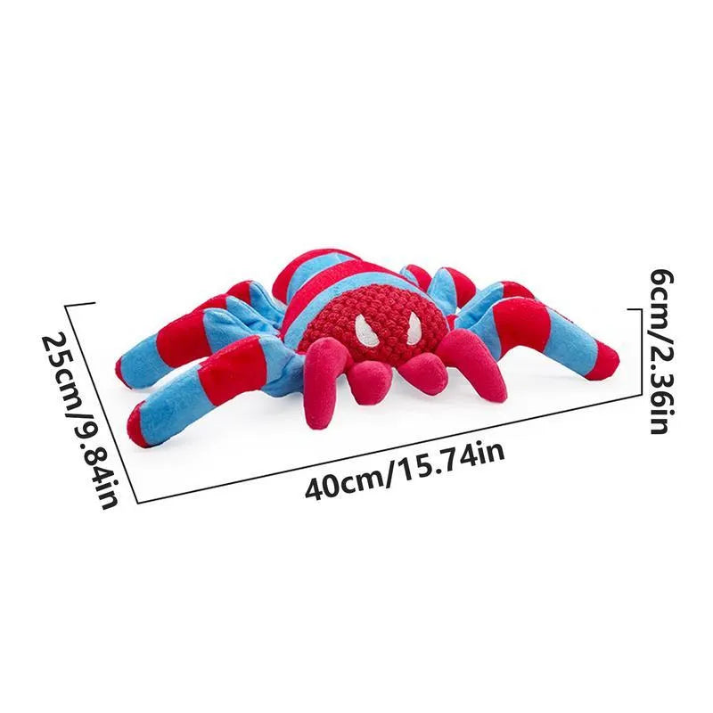 Red teddy dog chew toy with squeaker for tooth cleaning and boredom relief