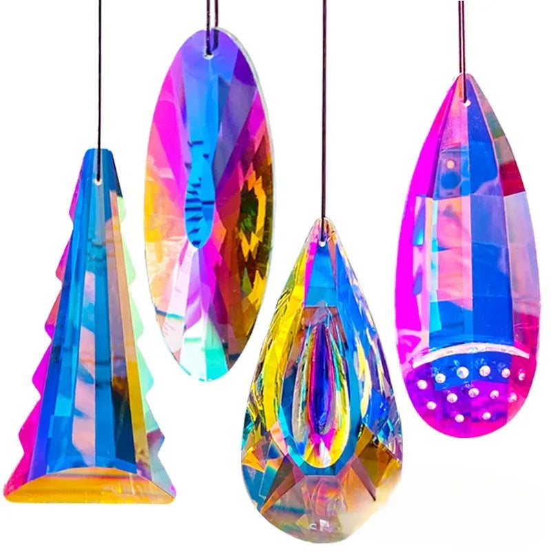 Rainbow crystal Christmas tree garden decoration with electroplated colour finish catching light