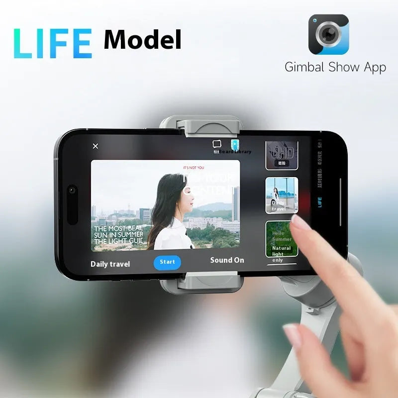 Portable folding intelligent gimbal in grey nylon for smartphone video stabilisation