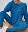 Sunken stripe two-piece lounge set in polyester available in black or blue colours, sizes 1XL to 5XL