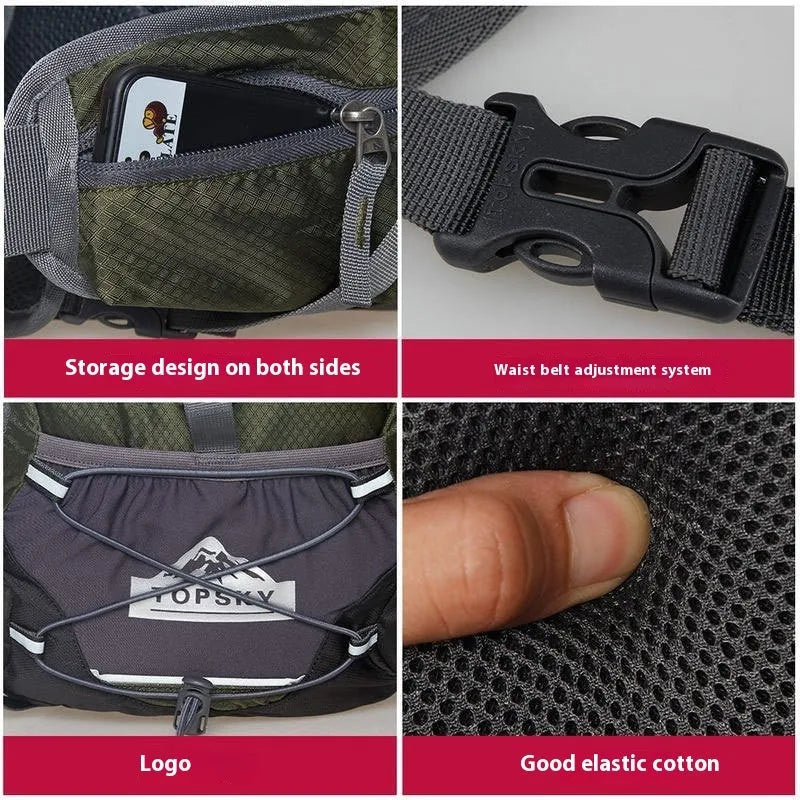 Outdoor multi-functional sports waist bag in Army Green with 18L capacity and nylon construction, shown as crossbody bag