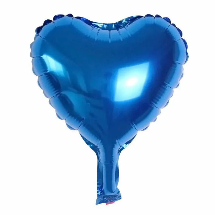 Five sparkling peach heart shaped aluminium balloons in assorted colours for party decoration.