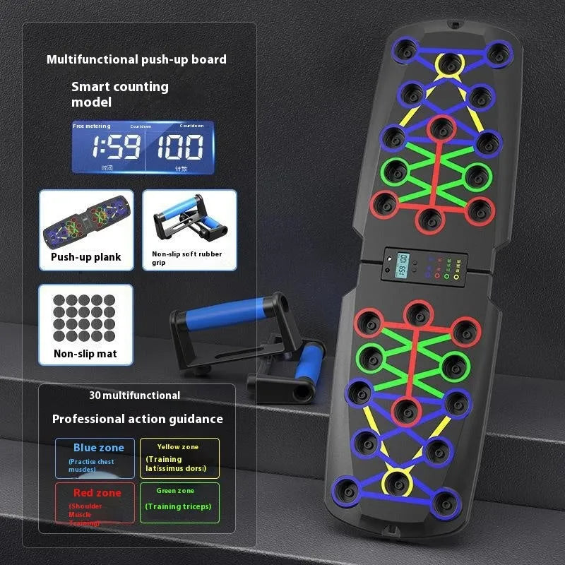 Home multifunctional push up training board with ABS construction and multiple hand positions for different exercises