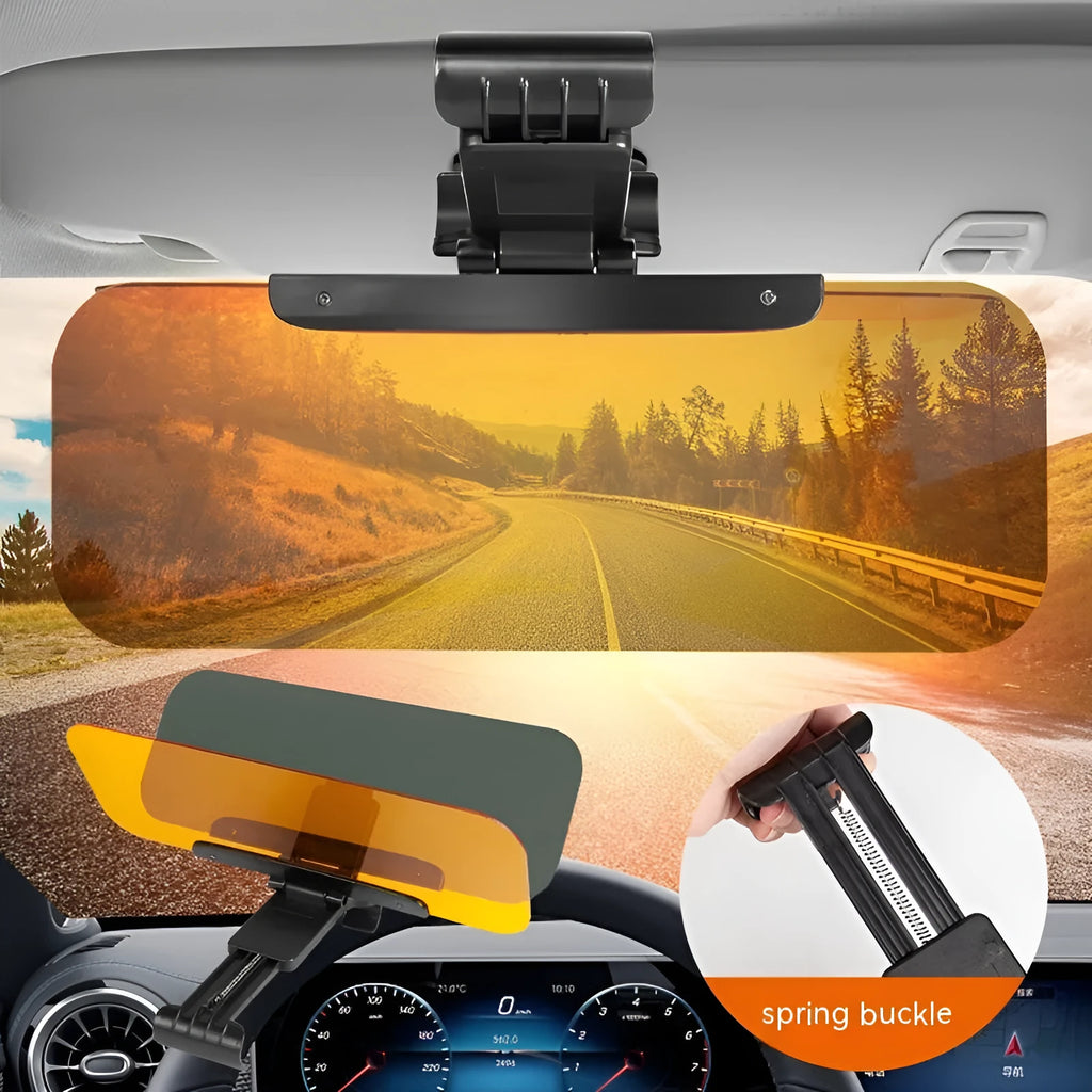 Universal car sun visor accessory with telescopic installation for glare reduction