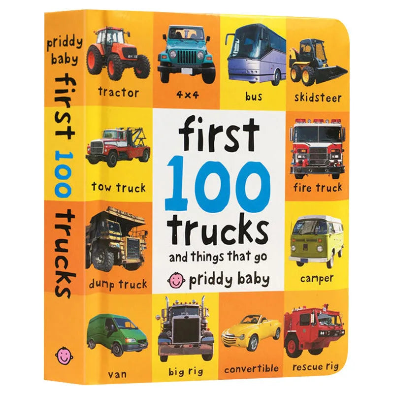 English original first words cardboard book with animal and truck themes for toddler learning