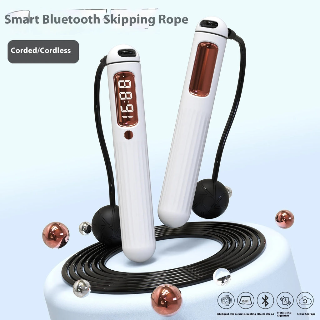 Smart Bluetooth skipping rope with counter and weight bearing ball in A8 black colour