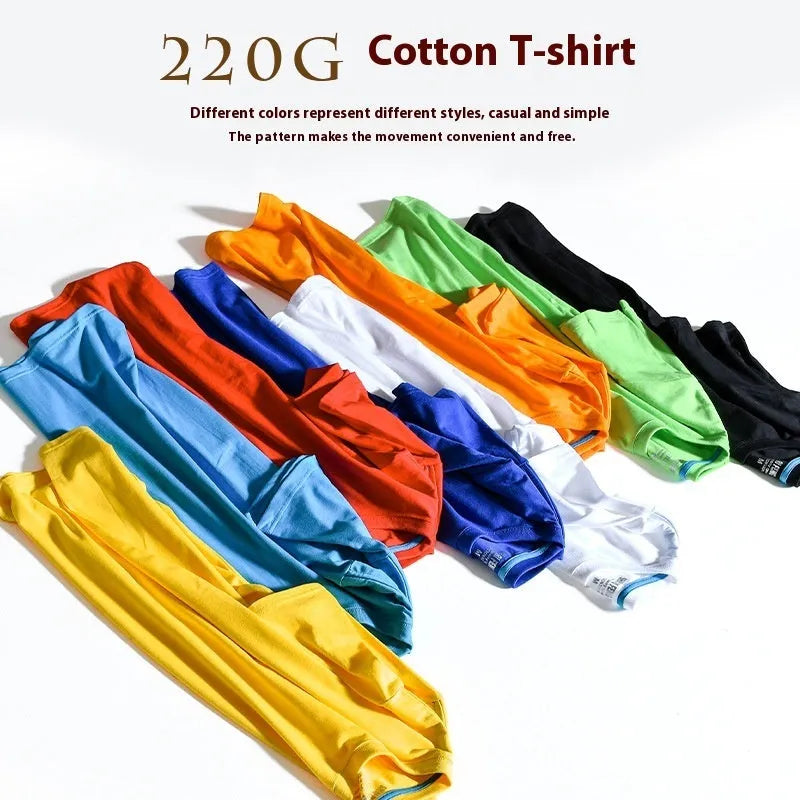 Men's solid colour round neck t-shirt in combed cotton fabric shown in multiple colour options