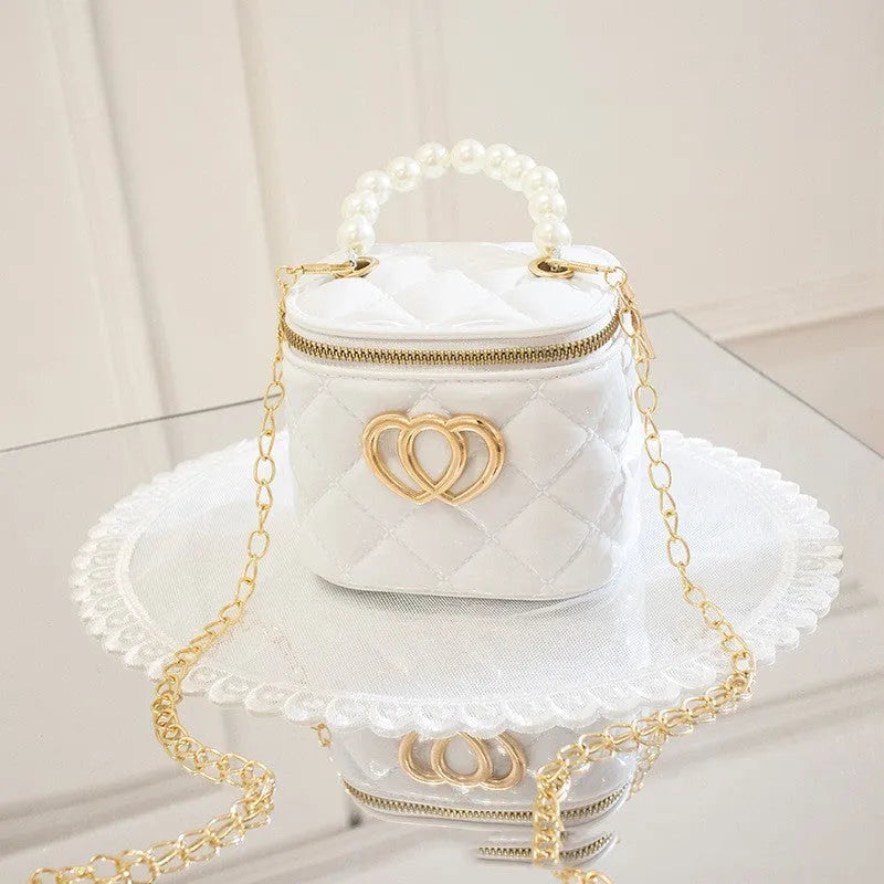 Transparent PVC jelly bucket handbag with heart pattern in multiple colour options