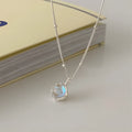 925 sterling silver geometric ornamental necklace with curb chain, adjustable 41-50cm