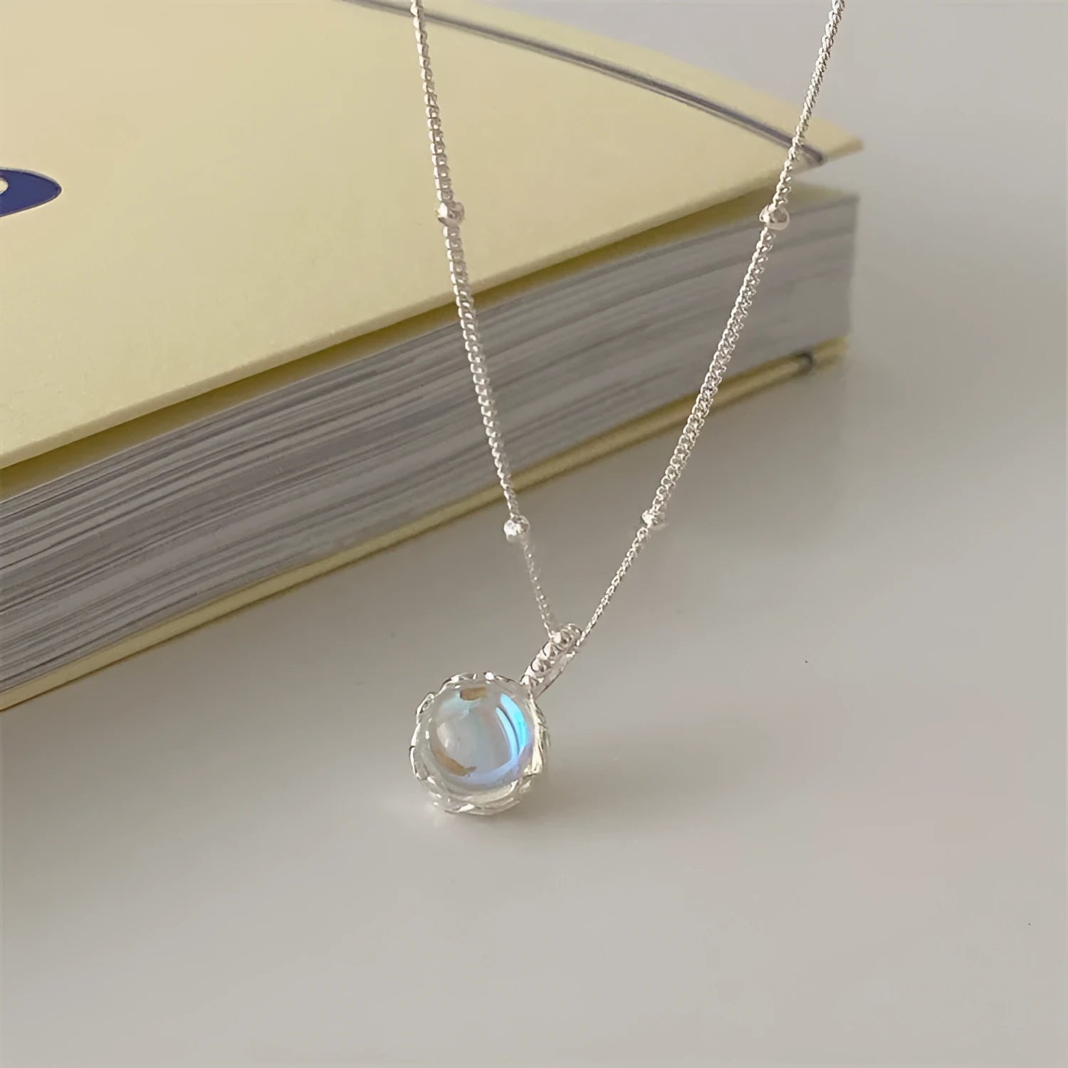 925 sterling silver geometric ornamental necklace with curb chain, adjustable 41-50cm