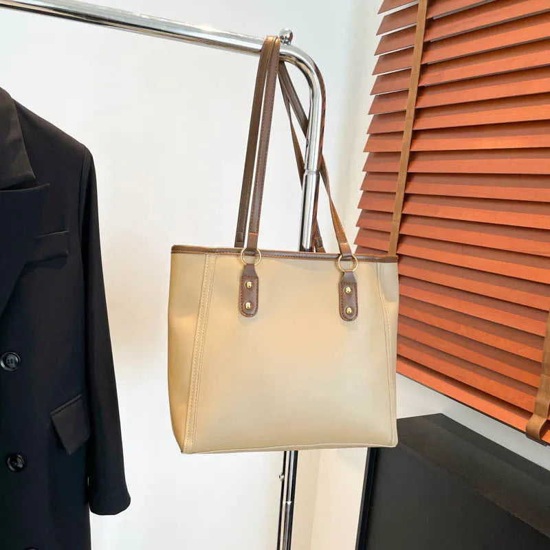 Korean style horizontal square shoulder underarm bag in PU leather with sandwich pocket design