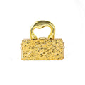 Mini acrylic crossbody bag with gold chain, horizontal square shape, retro style, Golden Ripples colour