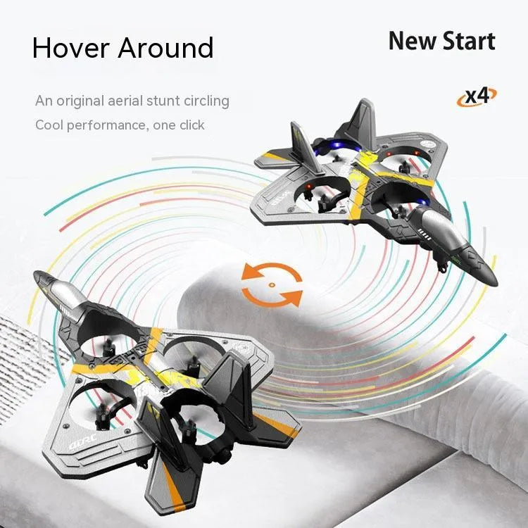 V17 children's remote control fighter drone in blue with foam body and propeller