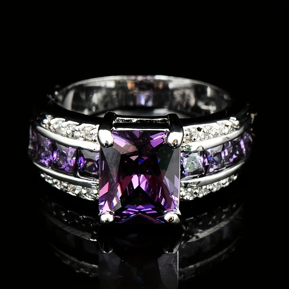 Fashion personalised zinc alloy ring with diamond treatment in sunflower blue or square zircon designs