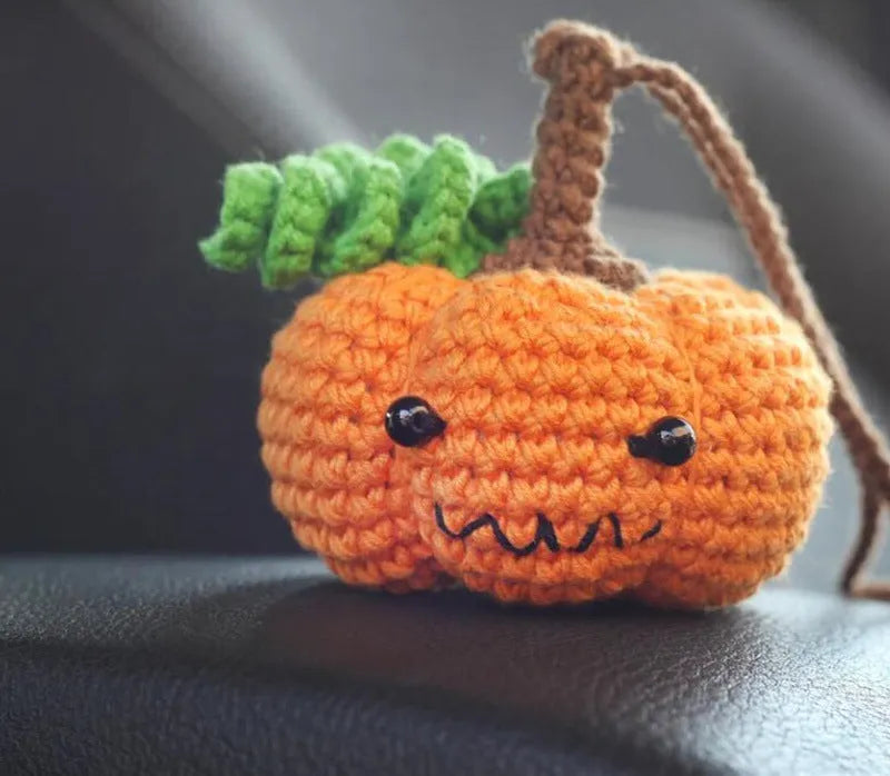 Hand-woven polyester car hanging ornament in cartoon character design