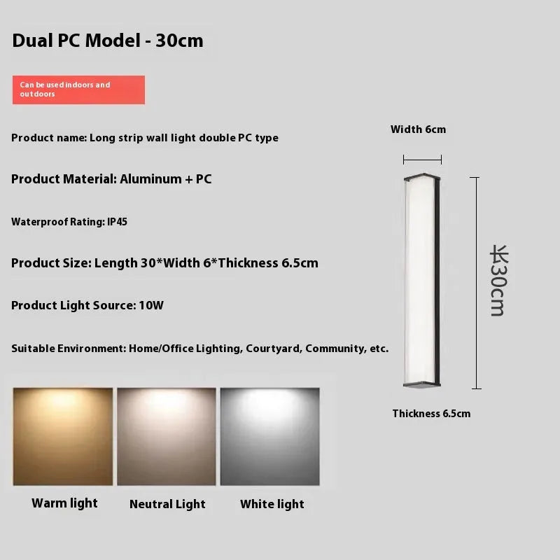 Modern simple style outdoor wall lamp for villa or hotel courtyard entrances, shown in multiple size options.